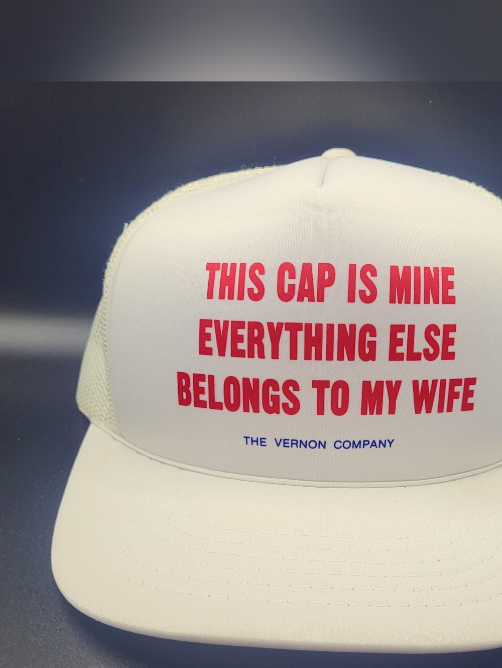 Headliner Trucker Hat The Vernon Company White Snapback Mesh Novelty Cap NOS